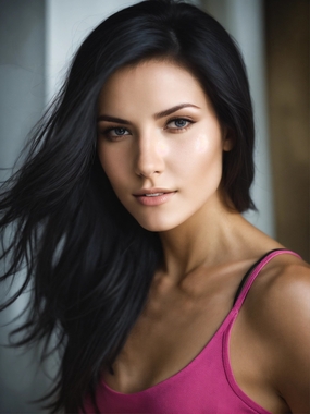 欧美粉色吊带背心性感美女图片